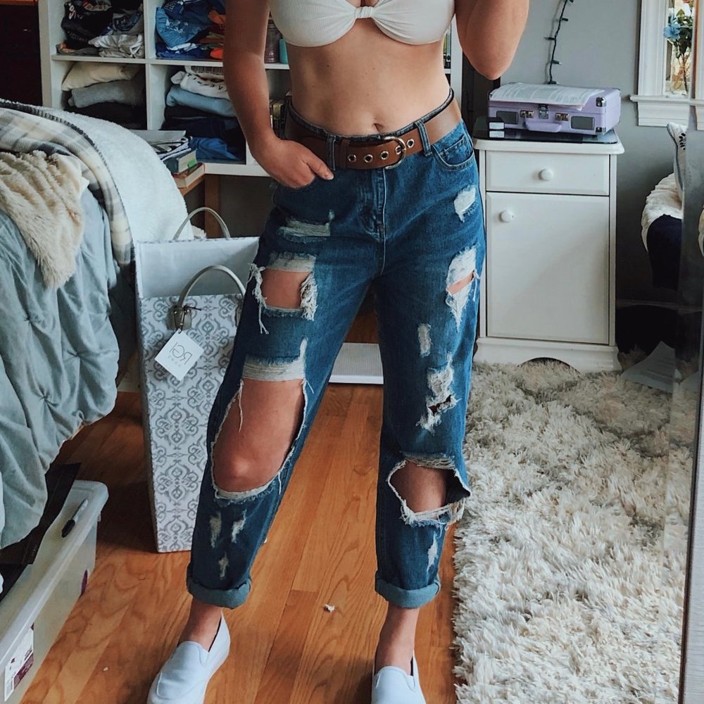 Fashion Nova Boyfriend Jeans Dark Wash